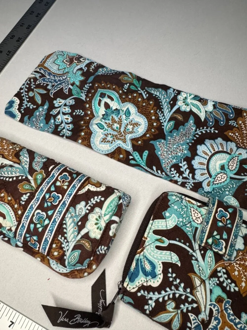Vera Bradley Java Blue 3-Piece Set - Glasses Case, Wallet, + Cotton Sleeve - Picture 2 of 7